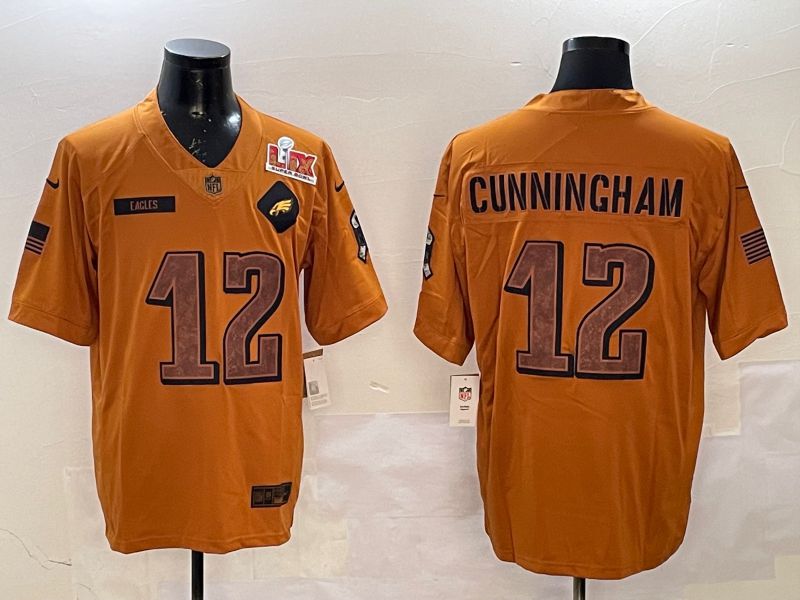 Men Philadelphia Eagles 12 Cunningham Yellow Nike 2025 Salute to Service Limited NFL Jersey style 2